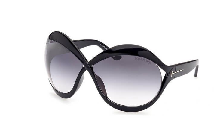 Tom Ford FT0902 01B Black /Grey Gradient Round Oversized Women's  Sunglasses