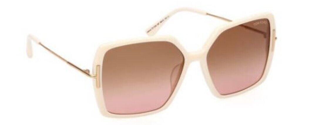 Tom Ford FT1039 Joanna 25F Shiny Ivory/Amber Butterfly Women's Sunglasses