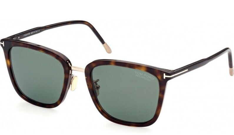 Tom Ford FT0949D 52R Dark Havana / Green Polarized Square Men's Sunglasses