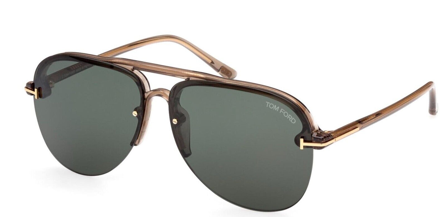 Tom Ford FT 1004 Terry-02 45N Transparent Champagne/Green Men's Sunglasses