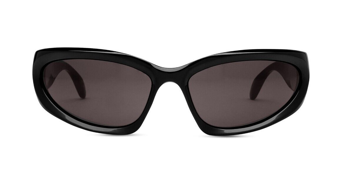 Balenciaga BB0157S-001 Black/Grey Oval Men's Sunglasses
