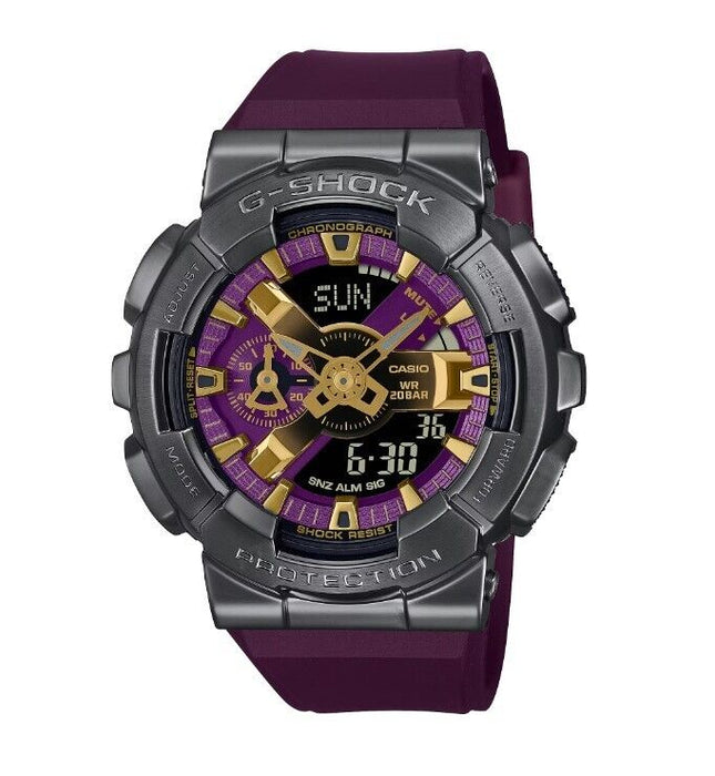 Casio G-Shock Analog Digital Black Dial Purple Strap Round Men's Watch GM110CL6A