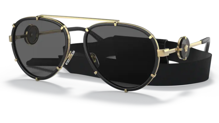 Versace 0VE2232 143887 Black/Dark grey Oval Women's Sunglasses.
