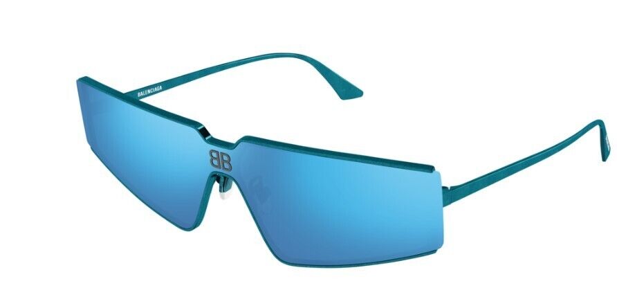 Balenciaga BB0192S 003 Light Blue/Blue Double Mirrored Metal Unisex Sunglasses