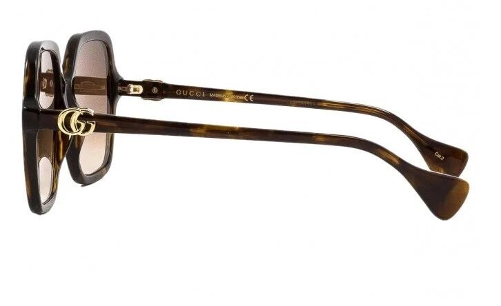 Gucci GG1072S 002 Havana/Gradient Brown Square Women's Sunglasses