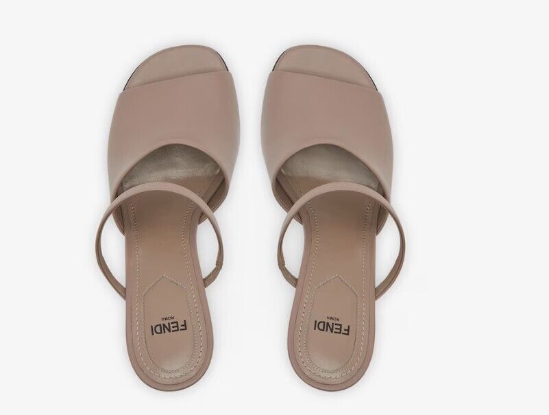 Fendi First Beige Color Dove Gray Leather High-heeled Sandals 8R8212NA7 F1KE2