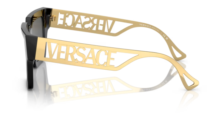Versace 0VE4431F GB1/87  Black/Dark Grey Square Women's Sunglasses