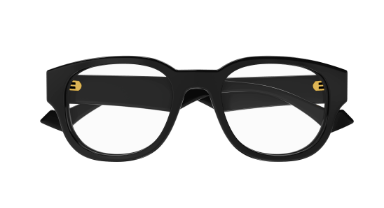 Gucci GG1429O 001 Black Clear Round Men's Eyeglasses