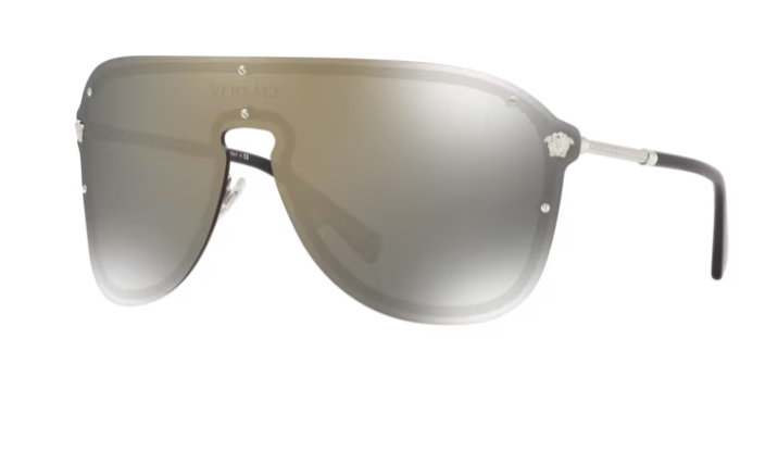 Versace 0VE2180 10005A - Silver/Dark grey mirror gold 44mm Women's Sunglasses