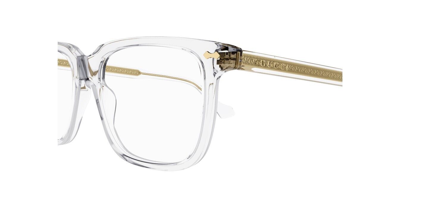Gucci GG0737O 017 Transparent Crystal Oversized Rectangular Men's Eyeglasses