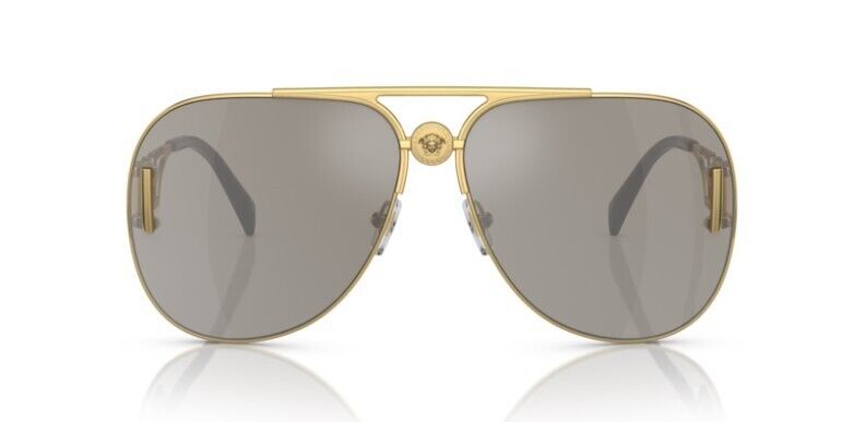 Versace 0VE2255 10026G - Gold / Light grey Mirror Wide Square Men's Sunglasses