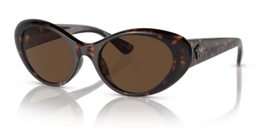 Versace 0VE4455 108/73 Havana/Dark Brown Oval Women's Sunglasses