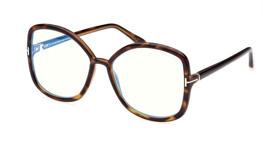 Tom Ford FT5845-B 052 Dark Havana/Blue Block Butterfly Women's Eyeglasses