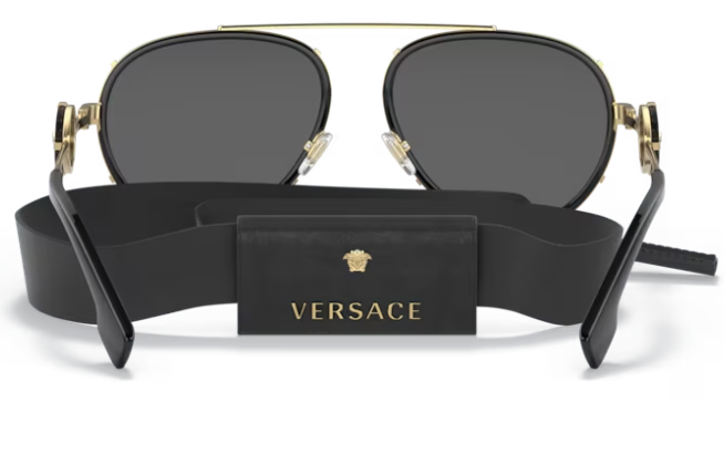 Versace 0VE2232 143887 Black/Dark grey Oval Women's Sunglasses.