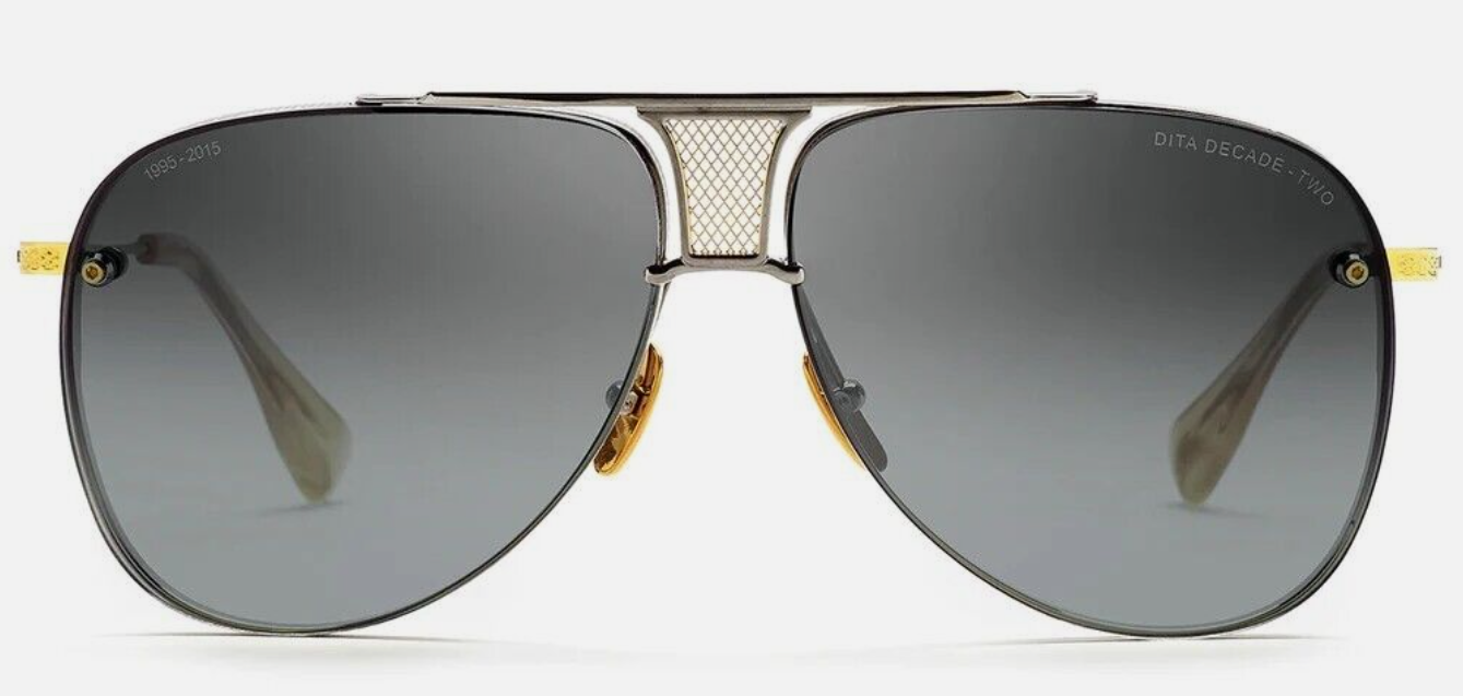 Dita DECADE TWO DRX 2082 A Silver 18k Gold/Grey Gradient Oval Men's Sunglasses