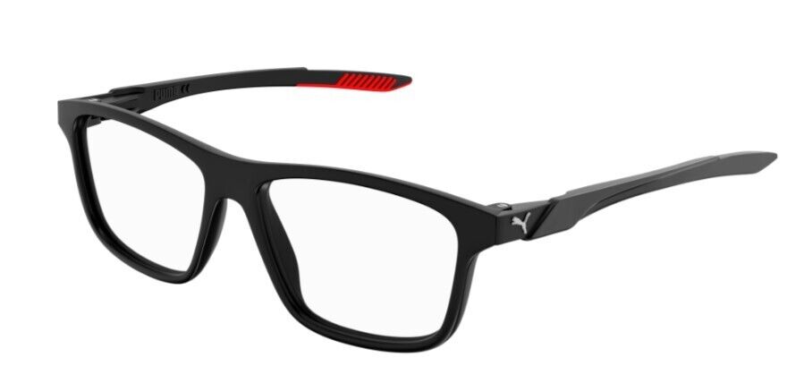 Puma PU0361O 001 Black-Black Rectangular Full-Rim Unisex Eyeglasses
