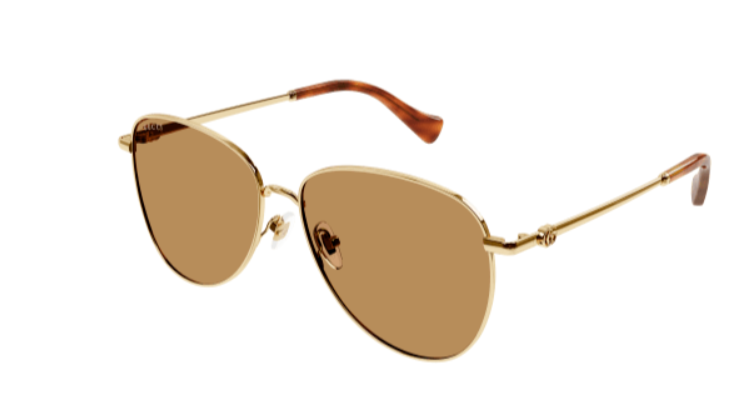 Gucci GG1419S 002 Gold/Brown Oval Women's Sunglasses
