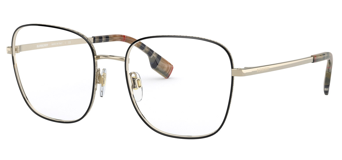 Burberry BE1347 1109 Pale Gold/Black Square Women's Eyeglasses