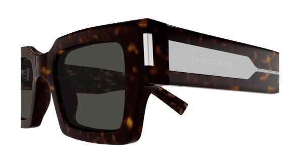 Saint Laurent SL 572 002 Havana-Crystal/Grey Square Unisex Sunglasses