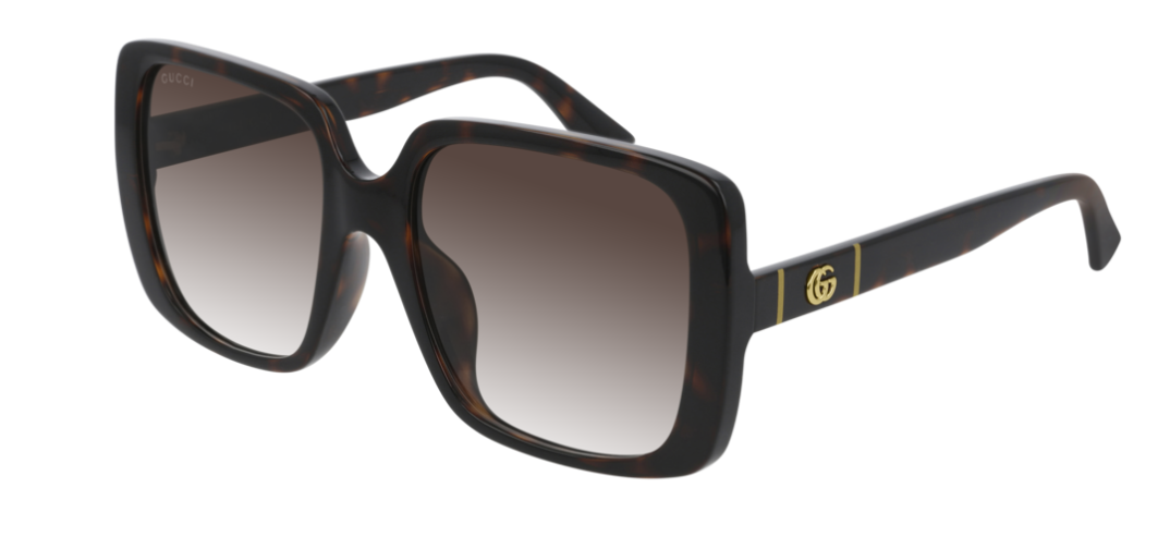 Gucci GG 0632SA 002 Havana/Brown Gradient Oversized Square Sunglasses