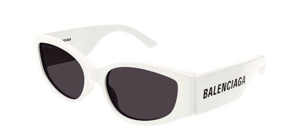 Balenciaga BB0258S 003 White/Grey Oval Women's Sunglasses