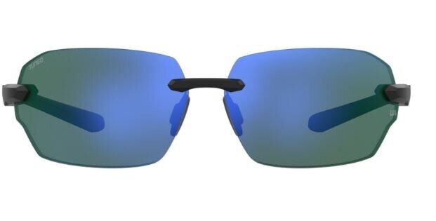 Under Armour UA Fire 2/G 0807/V8 Black/Green Mirrored Rectangle Men's Sunglasses