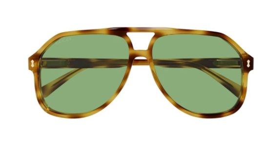 Gucci GG1042S 004 Havana Green Pilot Unisex Sunglasses