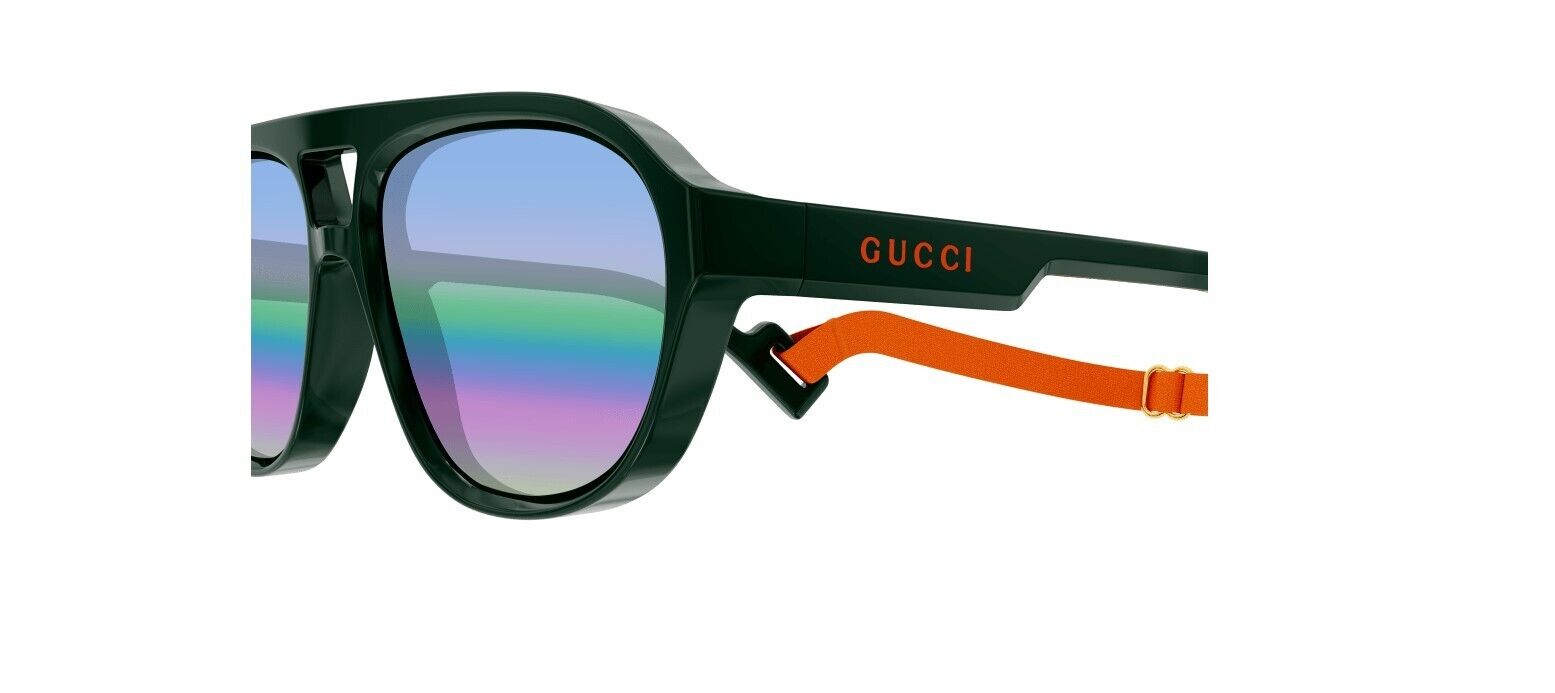 Gucci GG1239S 003 Green/Grey Men's Sunglasses with Gucci Lanyard
