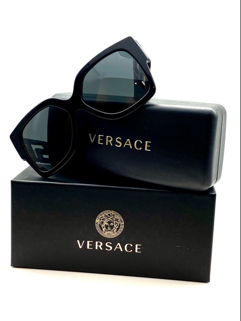 Versace VE4402 GB1/87 Black/Dark Gray Full-Rim Rectangle Women's Sunglasses