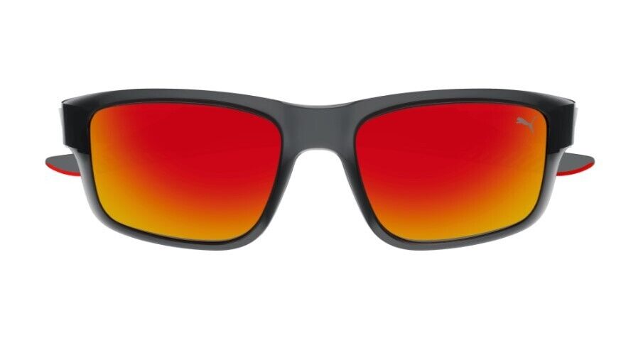 Puma PU0359S 004 Grey/Red Rectangular Matte Full Rim Men's Sunglasses