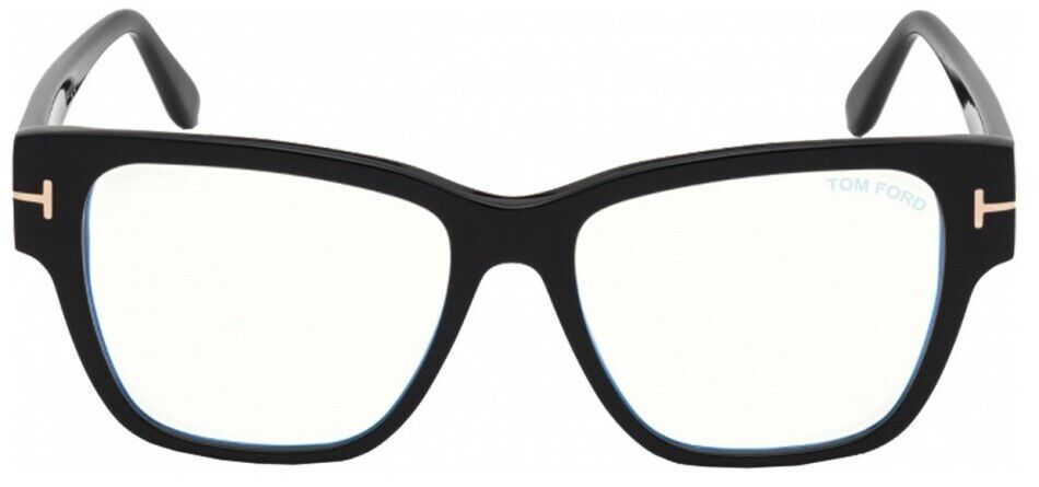 Tom Ford FT5745B 001 Shiny Black Blue Block Square Women's Eyeglasses
