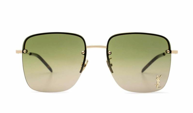 Saint Laurent SL 312 M 003 Gold/Green Square Women Sunglasses