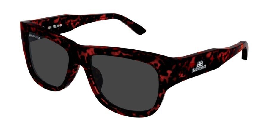 Balenciaga BB0211S 004 Havana/Gray Square Full-Rim Unisex Sunglasses