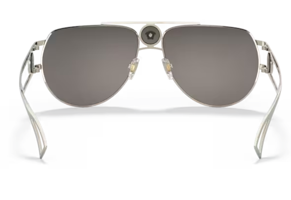Versace VE2225 12526G - Pale gold Light grey mirror Oval 60mm Men's Sunglasses