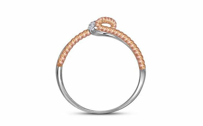 10kt Two-Tone Gold Diamond Womens Rope Rose-Tone Band Ring 1/20 Cttw