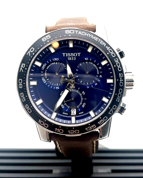 Tissot SuperSport Chrono Blue Dial Brown Leather Watch T1256171604100