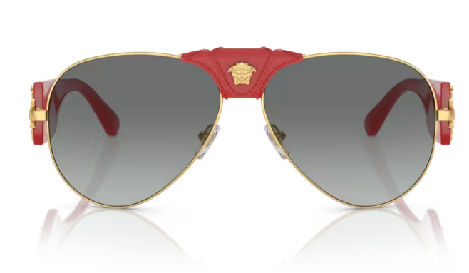Versace VE 2150Q 100211 Gold Light grey gradient dark grey Oval Men's Sunglasses