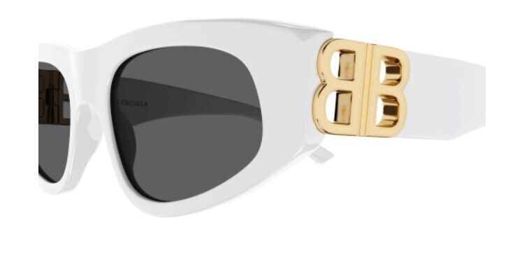 Balenciaga BB 0095S-012 White/Grey Oval Women's Sunglasses