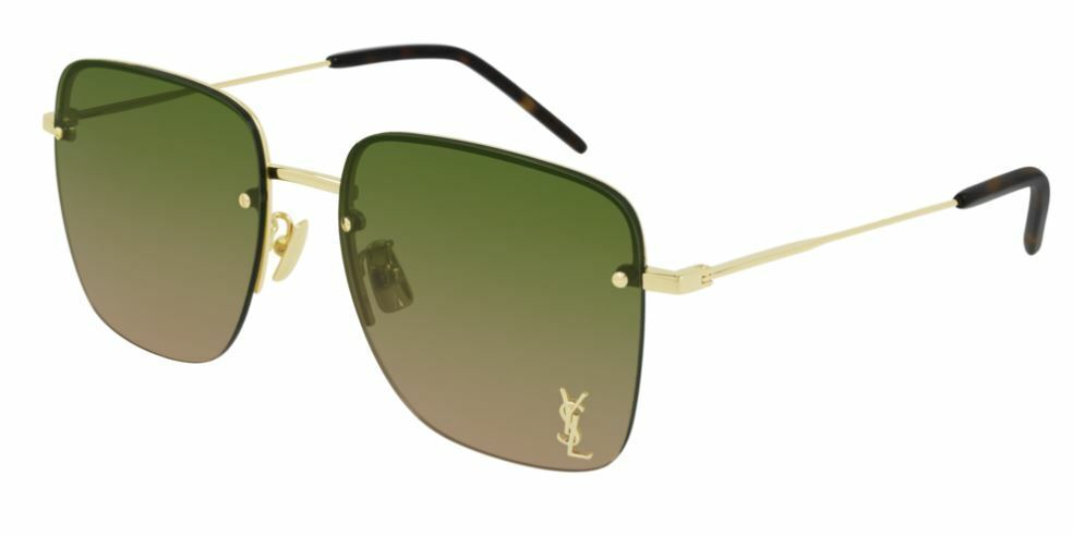 Saint Laurent SL 312 M 003 Gold/Green Square Women Sunglasses