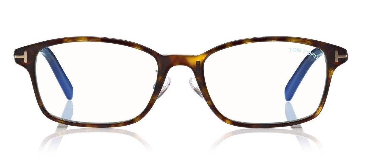 Tom Ford FT5647DB 052 Dark Havana/Blue Block Rectangle Men's Eyeglasses