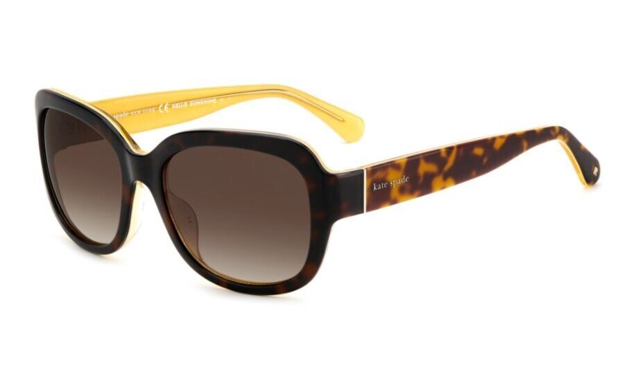 Kate Spade Layne/S 0HJV/HA Havana-Yellow/Gradient Brown Round Women's Sunglasses