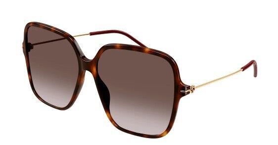 Gucci GG1267S 002 Havana-Gold/Brown Gradient Oversized Square Women's Sunglasses