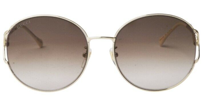 Gucci GG 1017SK-003 Gradient Gold/Brown Oversize Metal Round Women Sunglasses