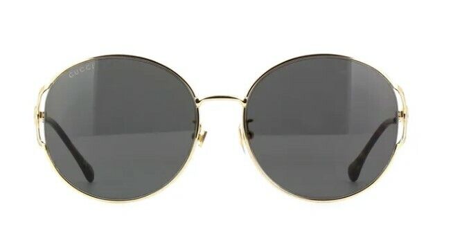 Gucci GG 1017SK-001 Gold/Gray Oversize Full Rim Metal Round Women Sunglasses