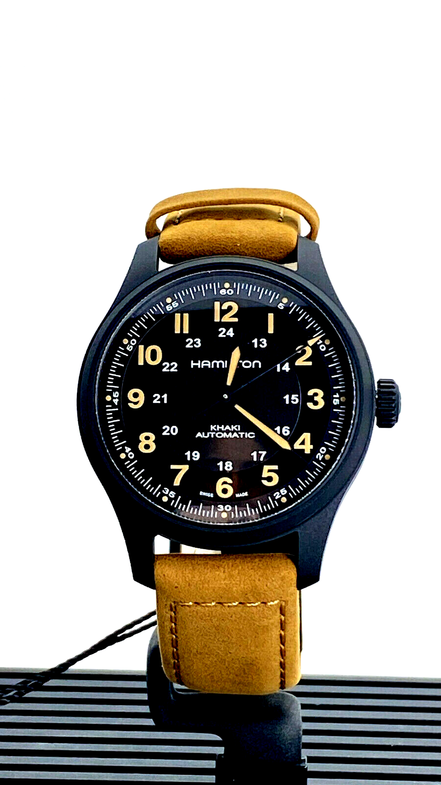 Hamilton Khaki Field Titanium Black Dial Leather Men's Watch H70665533
