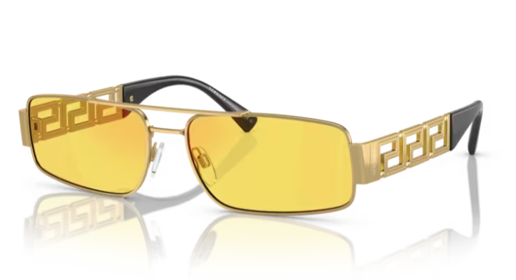 Versace 0VE2257 1002C9  Gold/ Yellow Rectangular Men's Sunglasses