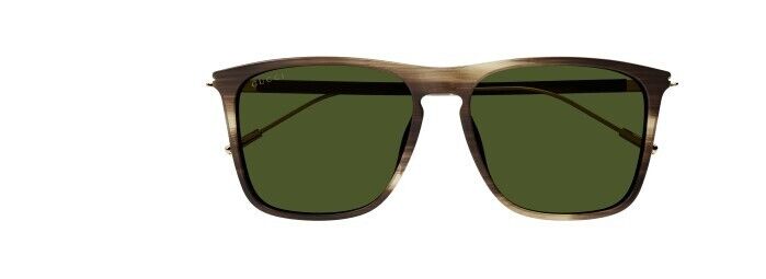 Gucci GG 1269S 003 Havana-Gold/Green Rectangular Men's Sunglasses