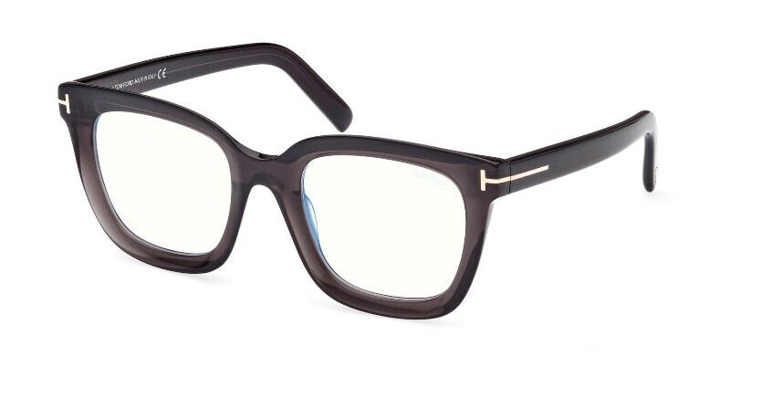 Tom Ford FT5880-B 020 Shiny Transparent Grey/ Blue Block Women's Eyeglasses
