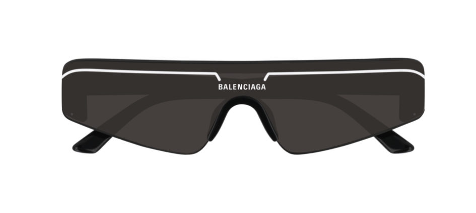Balenciaga BB 0003S 001 Black/Gray Unisex Sunglasses