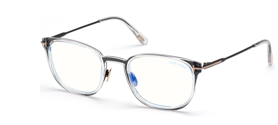 Tom Ford FT 5694-B 001 Black/Black Crystal Square Men's Eyeglasses